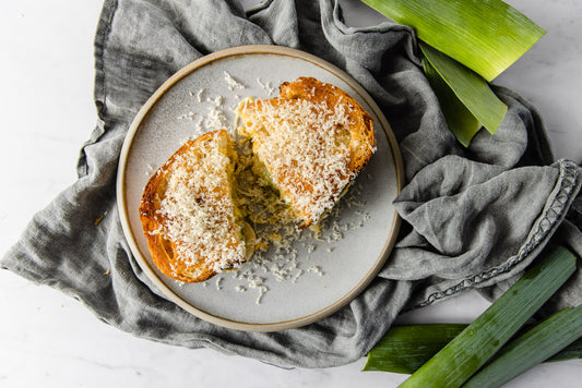 Leek and Pyengana Dairy Vintage Cheddar Toastie